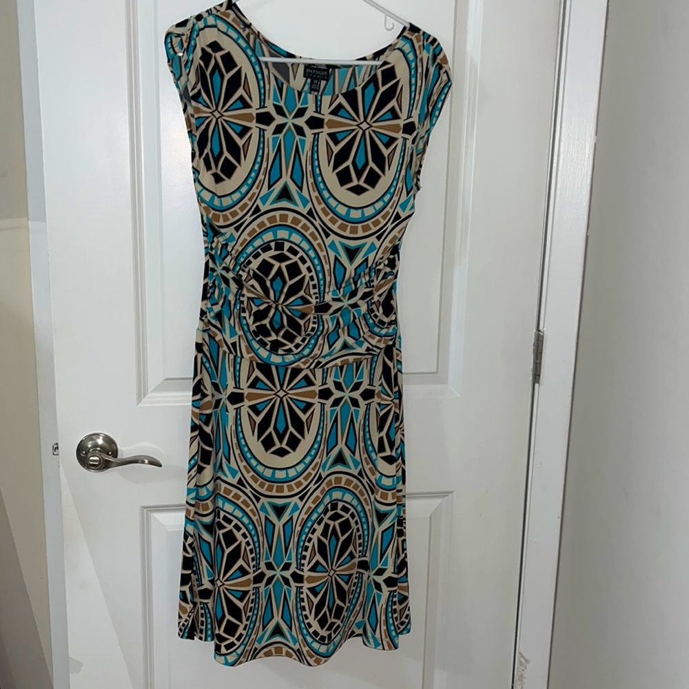 En Focus retro print spandex dress